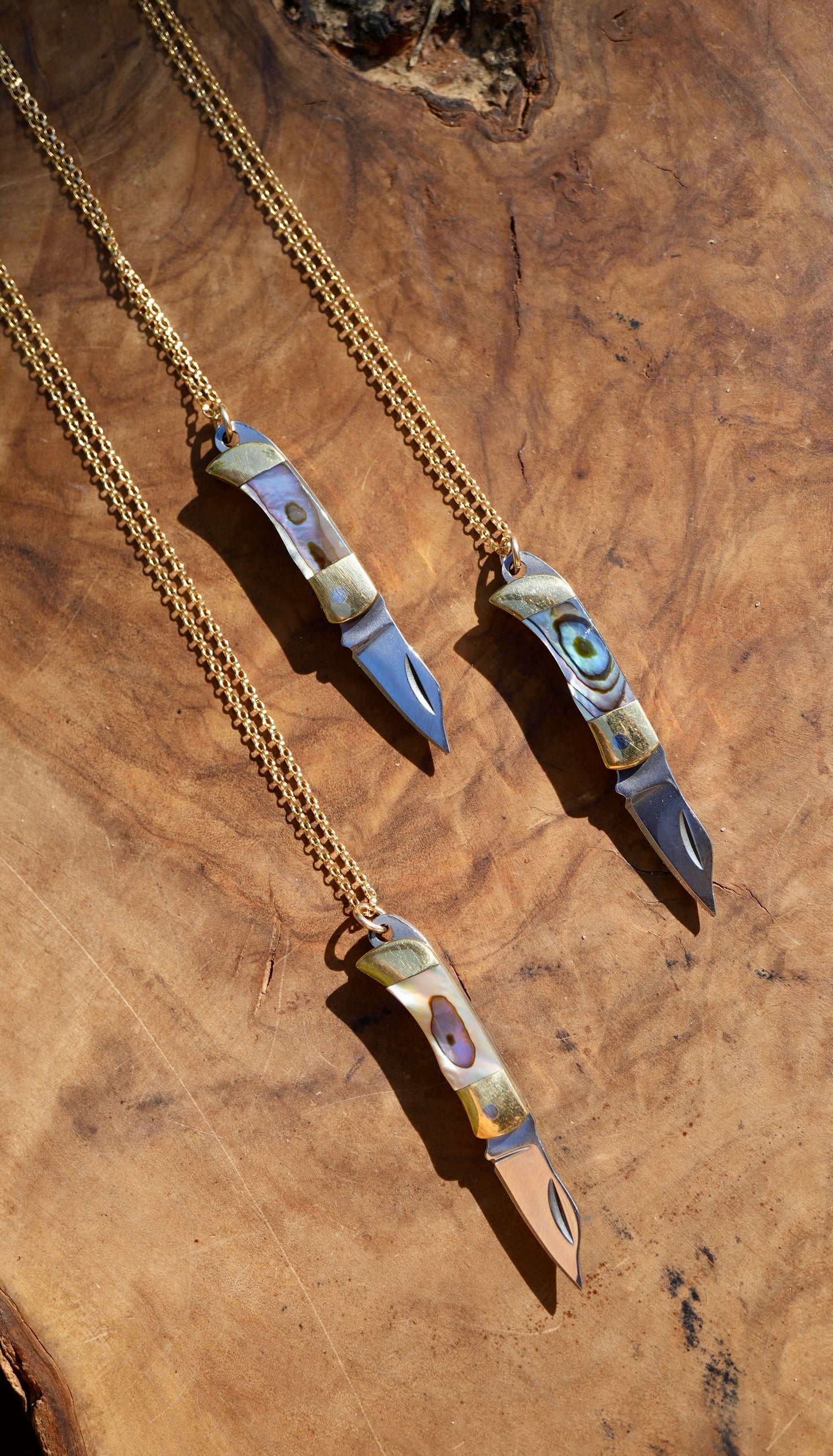 Abalone Shell Knife Necklace || Shell Pocket Knife Necklace || Blade Necklace || Brass Knife Necklace || Real Knife Necklace || Unisex