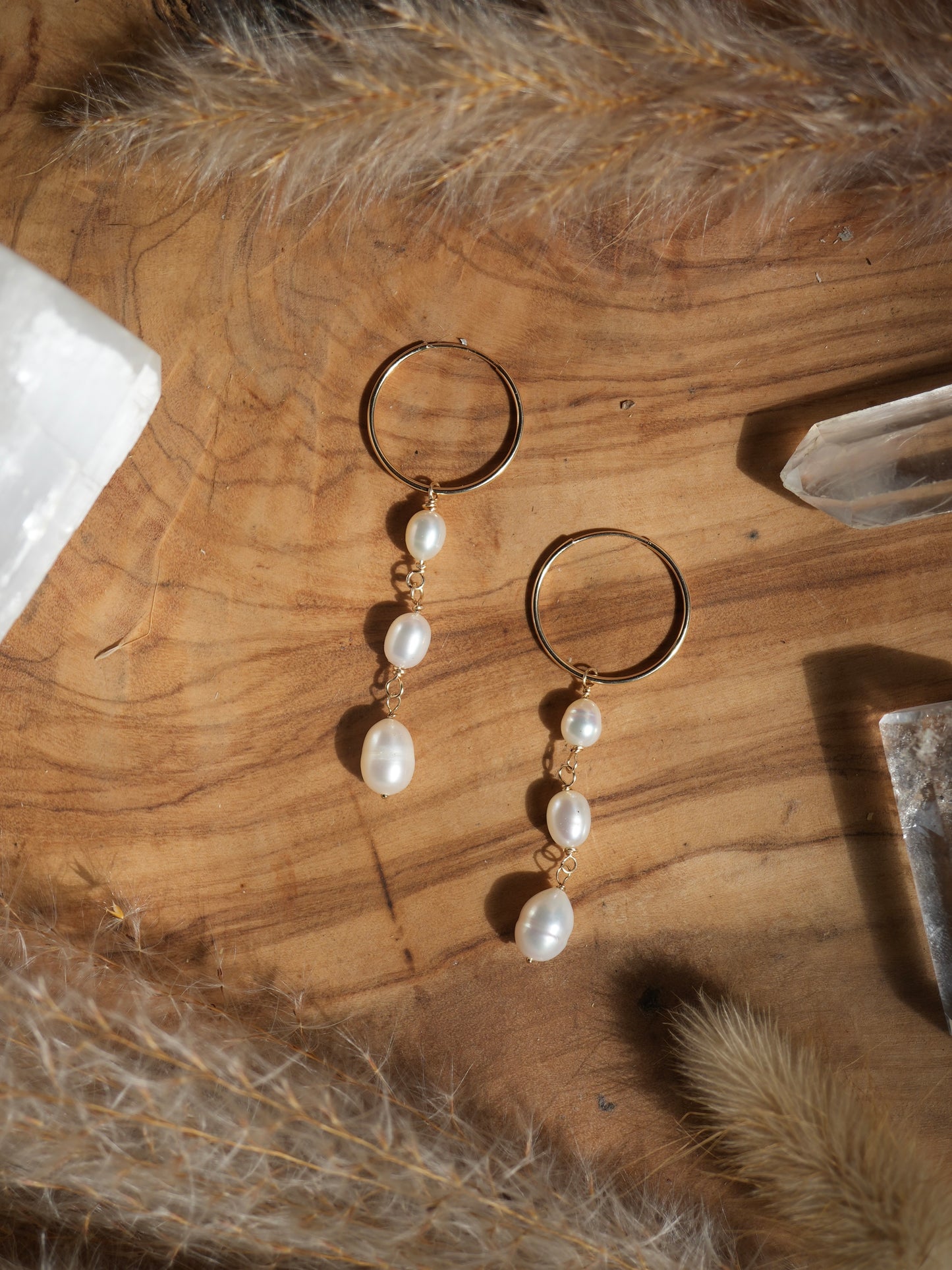 Dangling Freshwater Pearl Earrings || 14K Gold Filled Pearl Earrings || Pearl Hoops || Bridal Earrings || Bridal Jewelry || Wire Wrapped