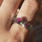 Watermelon Tourmaline two stone Ring || Statement Ring || Pink Tourmaline Ring || Green Tourmaline Rose Cut