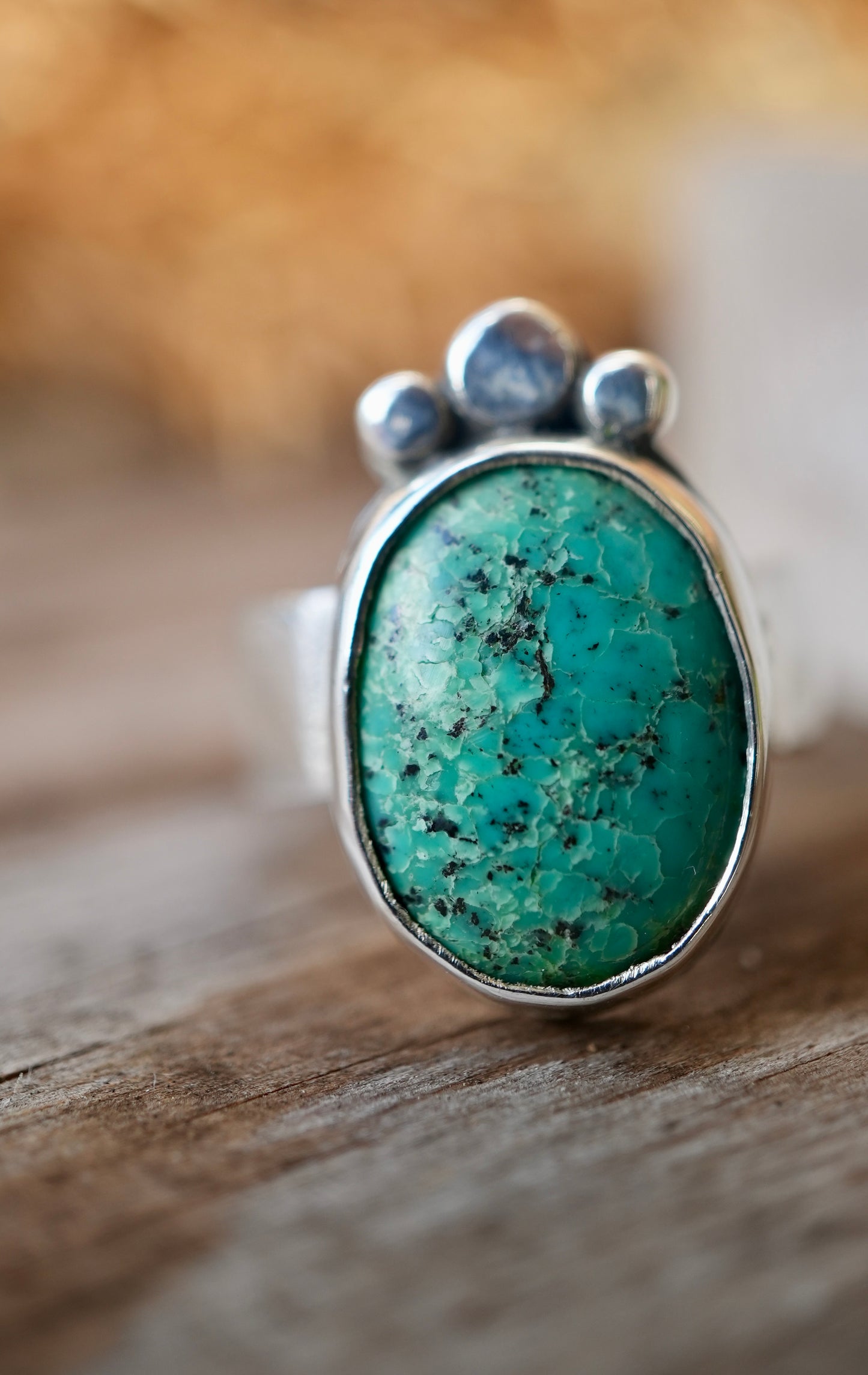 Turquoise Boho Style Sterling Silver Ring || Statement Turquoise Ring || Handmade Turquoise Ring