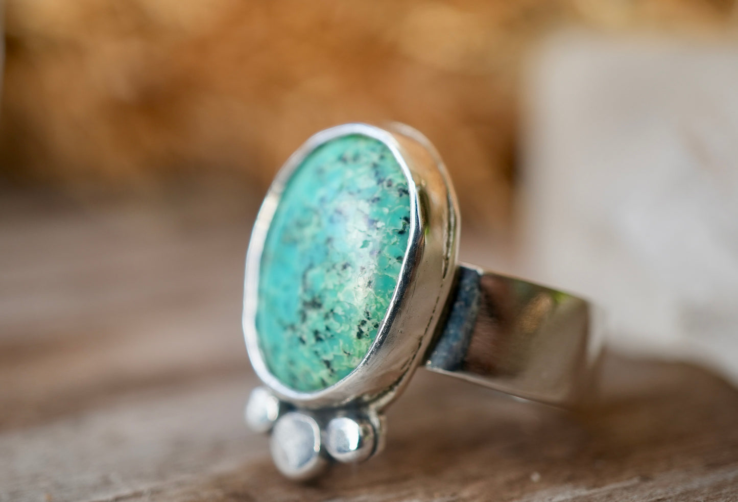 Turquoise Boho Style Sterling Silver Ring || Statement Turquoise Ring || Handmade Turquoise Ring