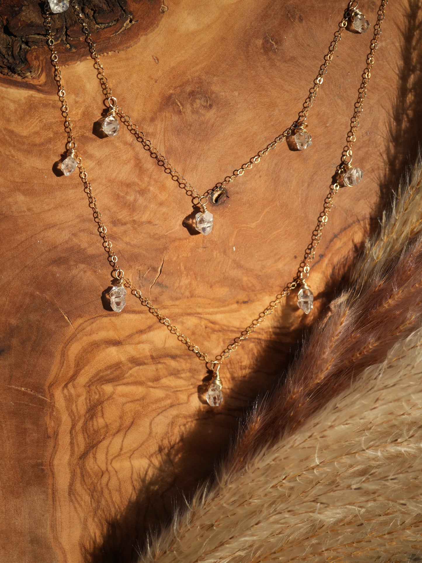 Gold Filled Herkimer Diamond Raindrop Necklace, Mother's Day Gift