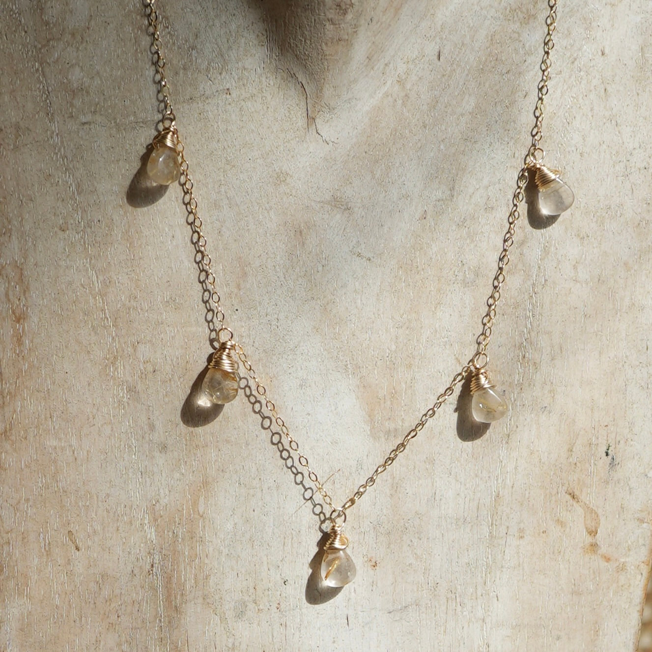 Golden rutilated quartz necklace cheapest on gold filled chain