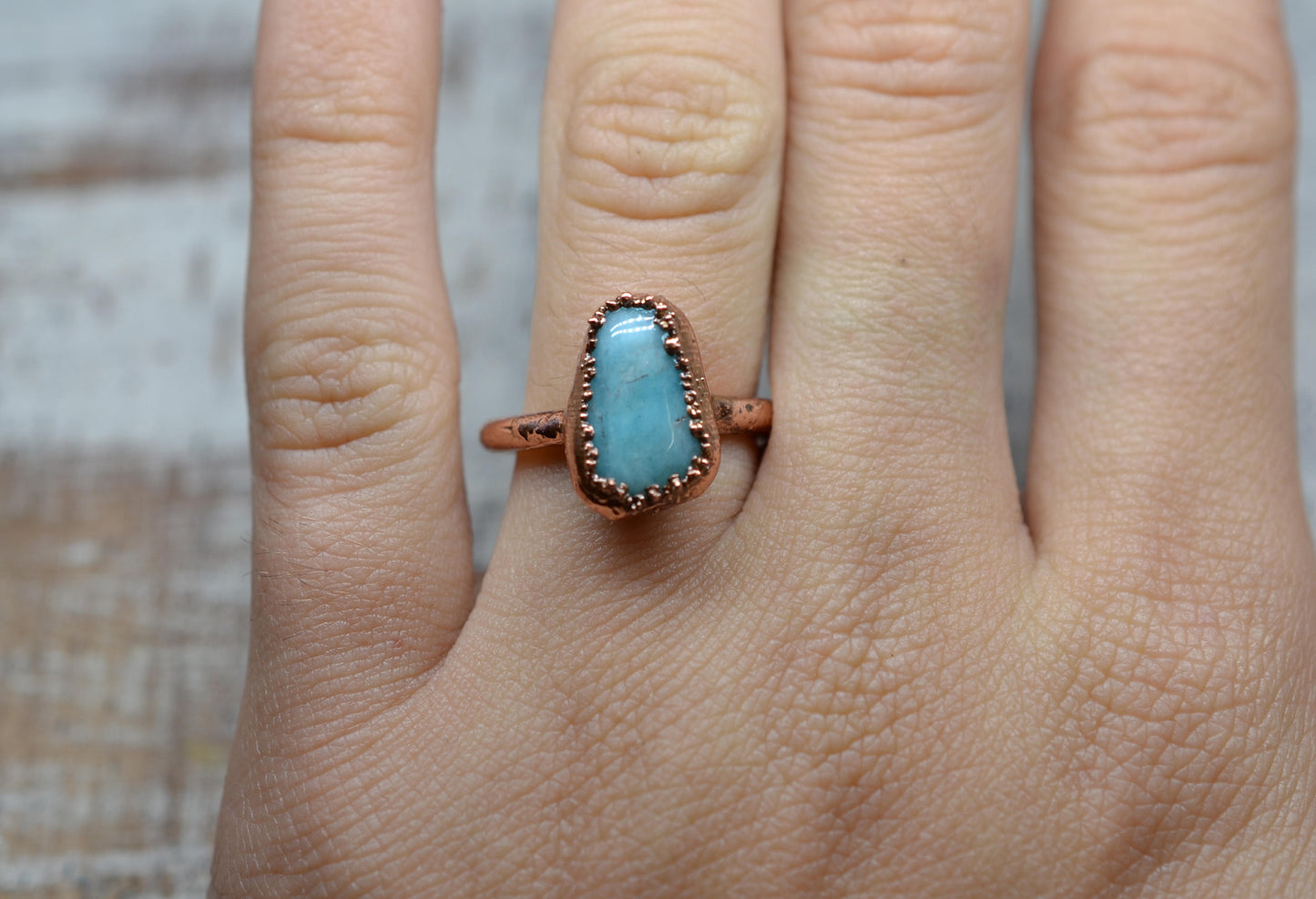 Copper Blue Amazonite Ring