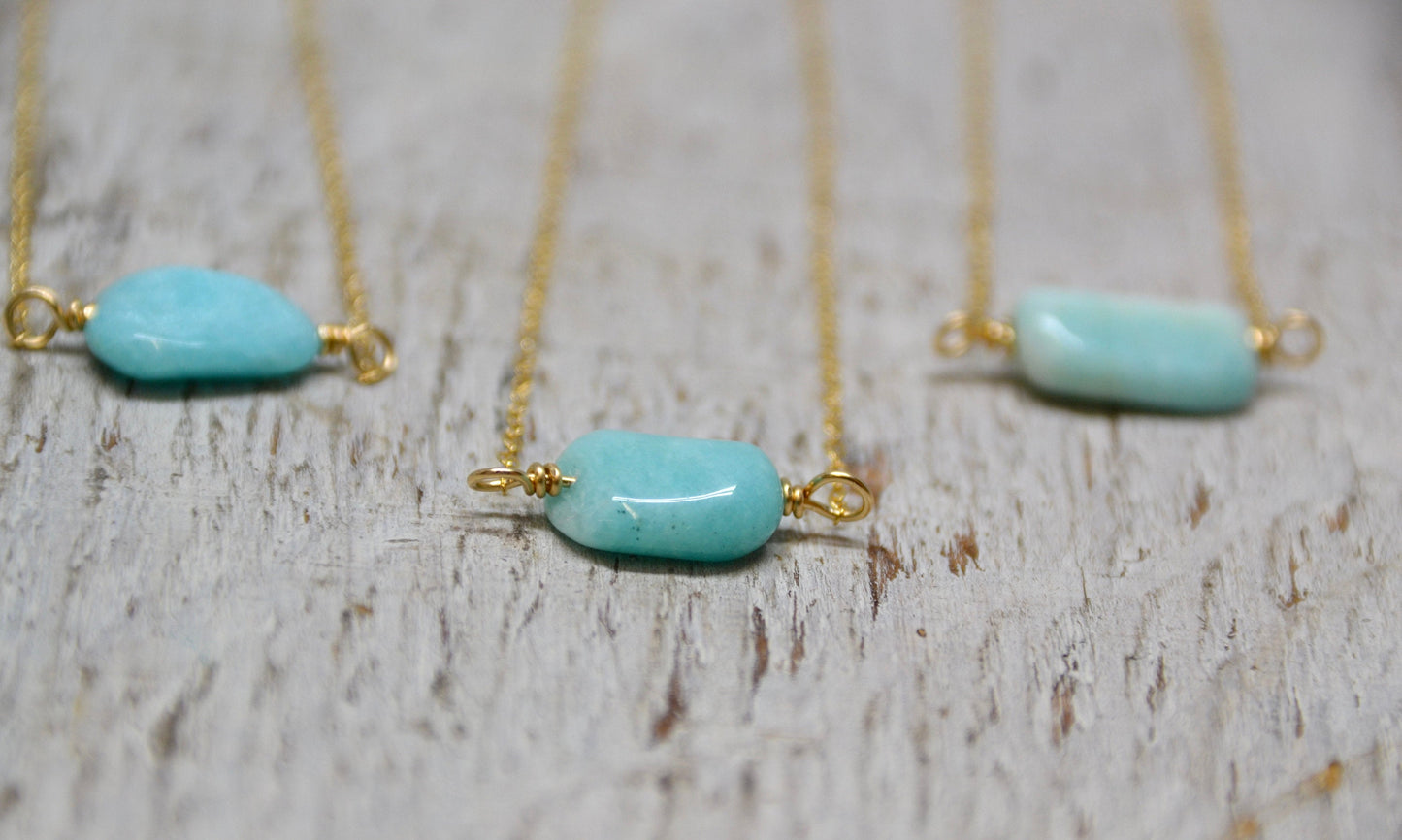 Gold Amazonite Necklace| 14k Gold Filled