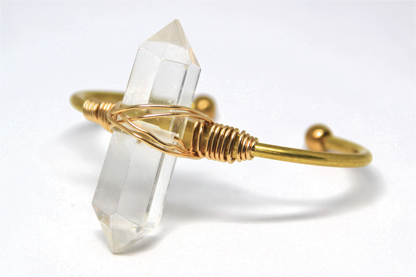 Wire Wrapped Crystal Cuff Bracelet