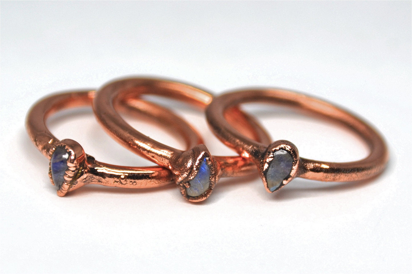 Dainty Teardrop Moonstone Ring Copper || June Birthstone