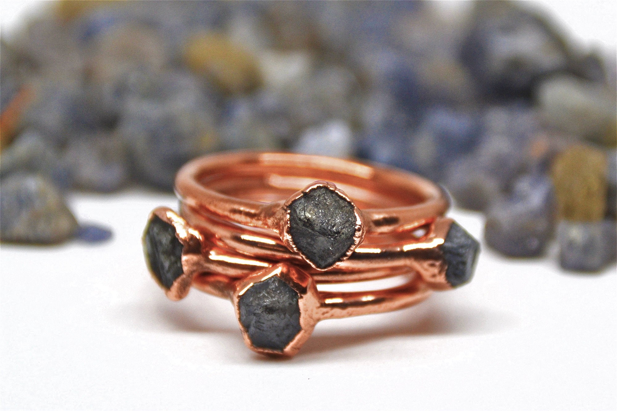 Raw popular Sapphire Electroformed Copper Ring