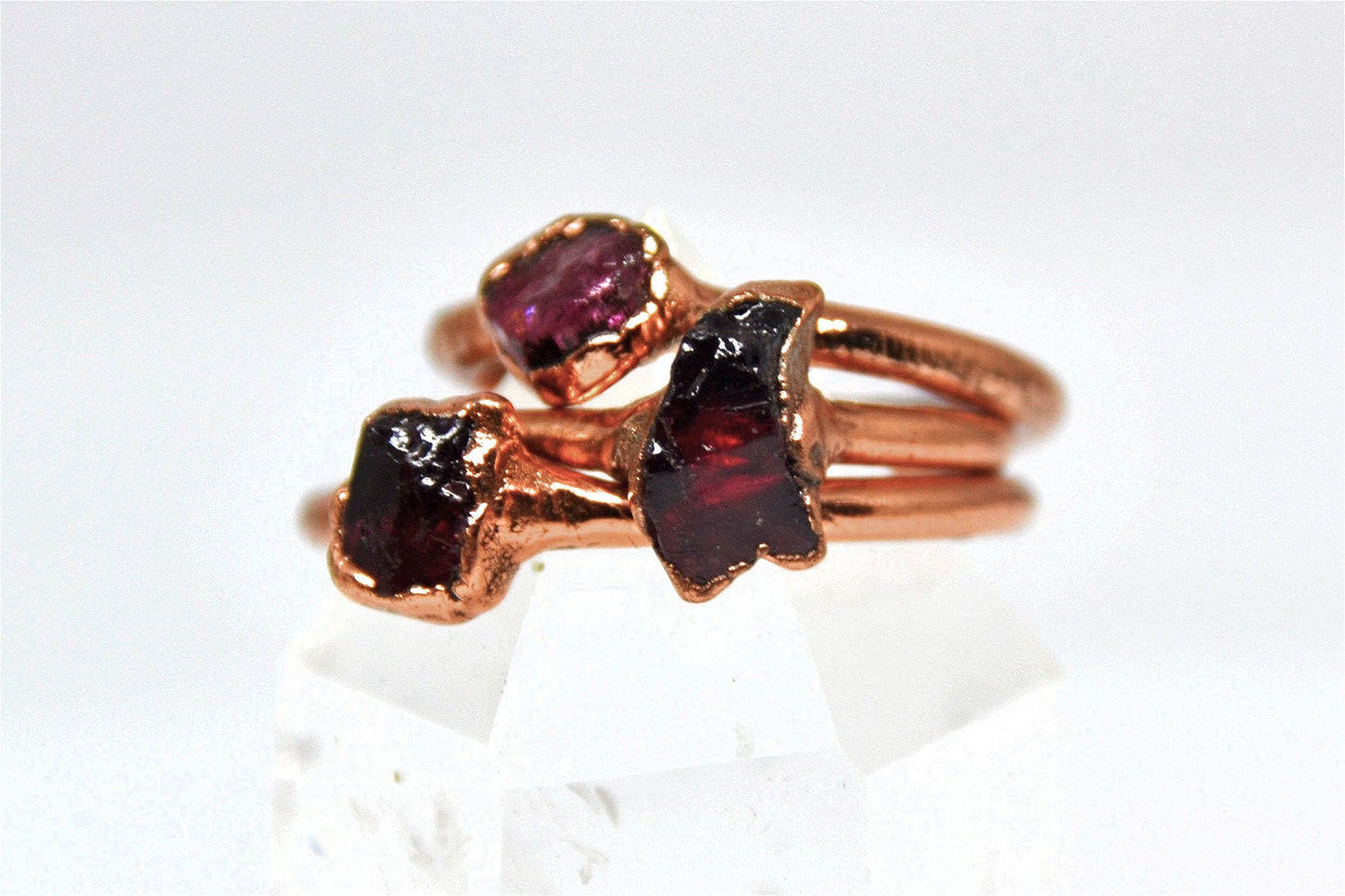 Raw Copper Garnet Ring| Raw Garnet Ring| Garnet Ring| January Ring|