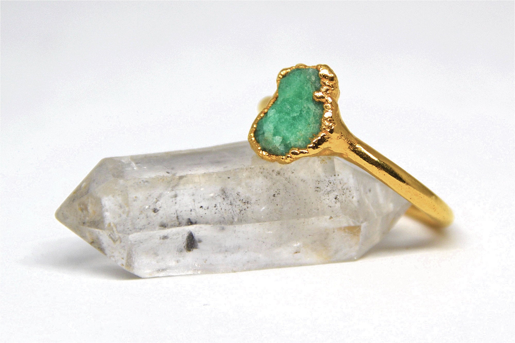 Raw emerald sales stone ring