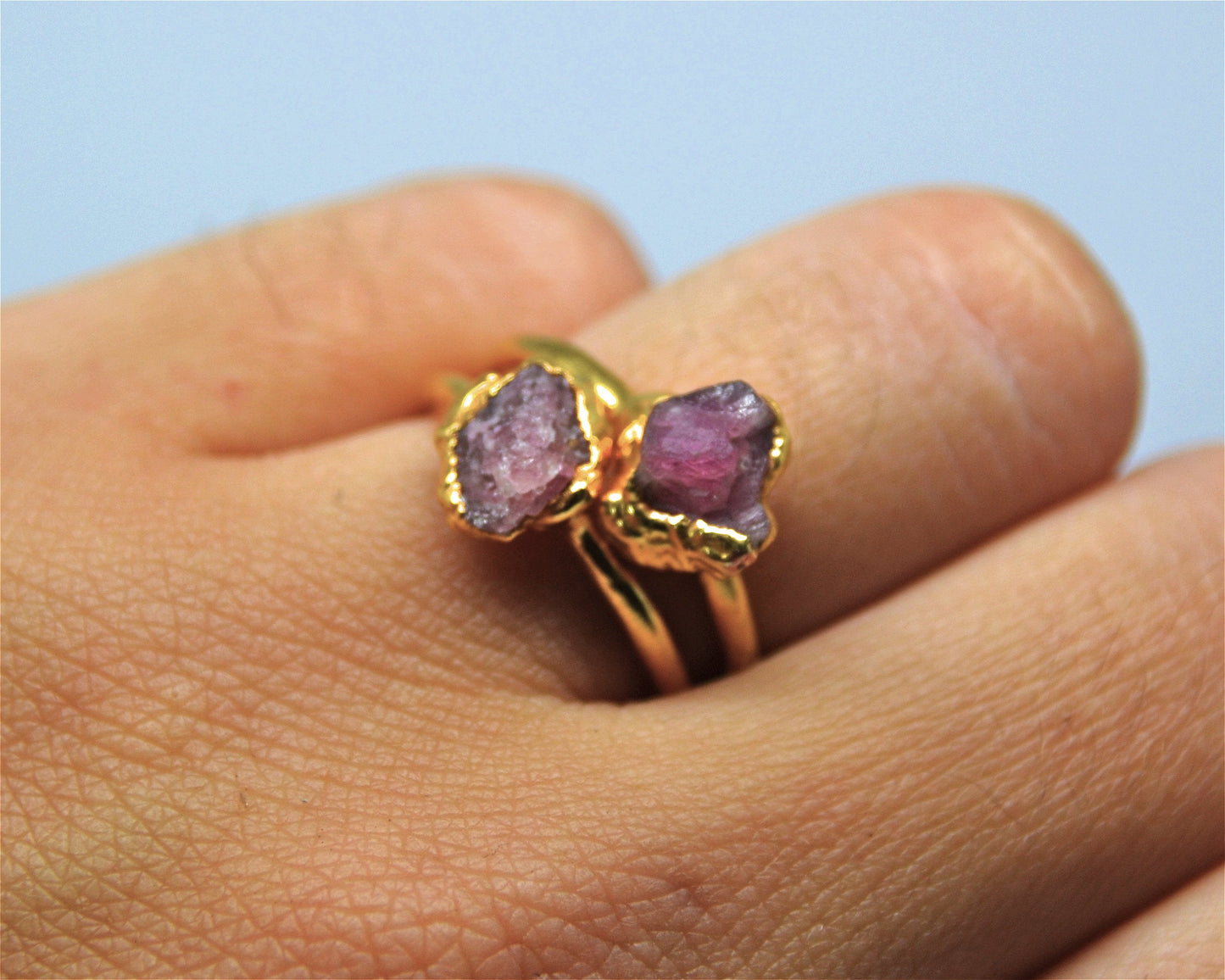 Gold Raw Pink Tourmaline Ring | Raw Tourmaline Jewelry | October Birthstone