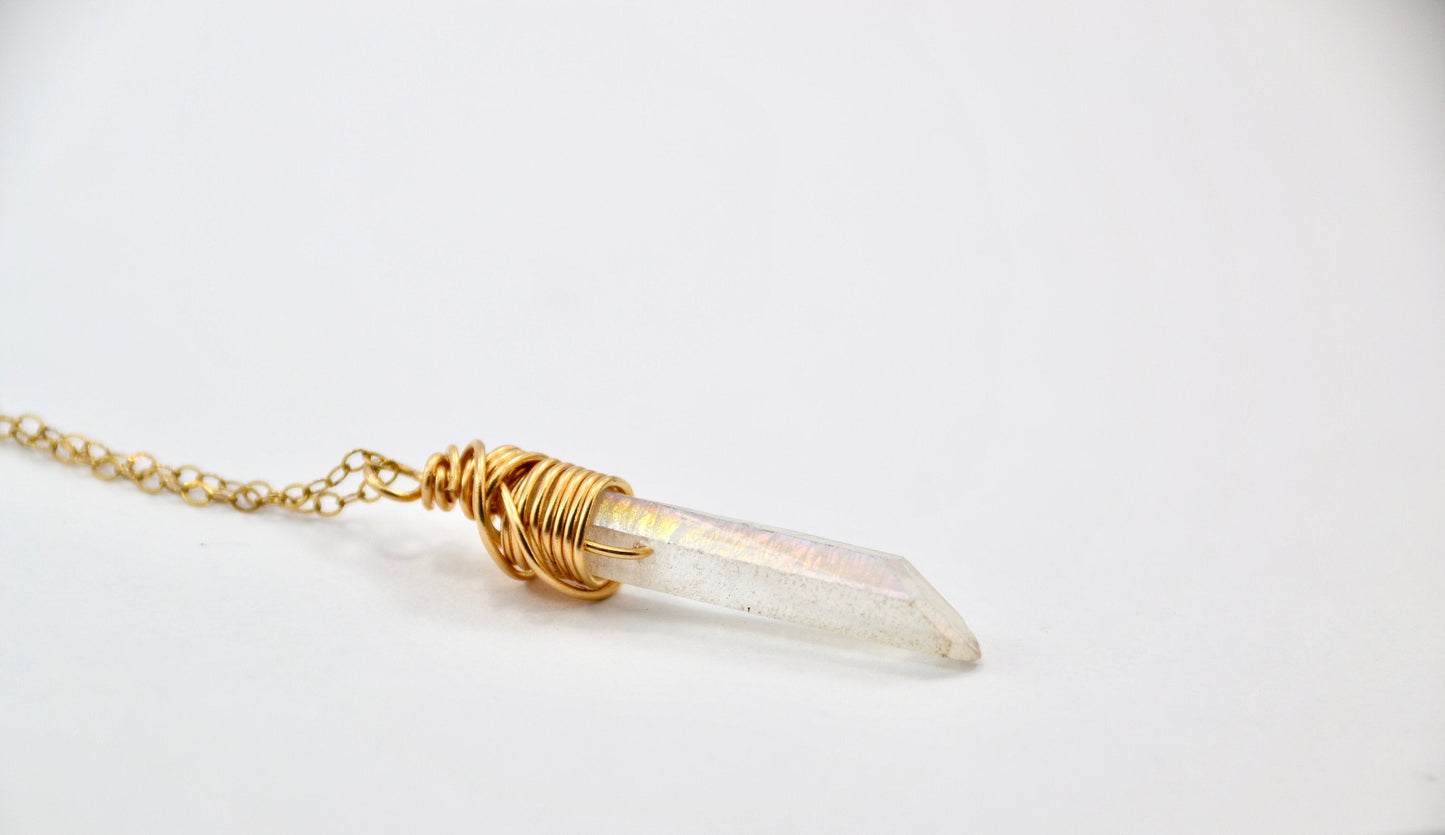 Angel Aura Quartz 14K Gold Filled Necklace