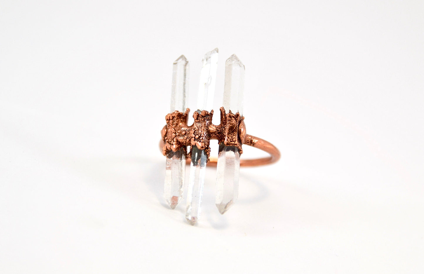 Three Stone Raw Quartz Ring | Goddess Quartz Ring |