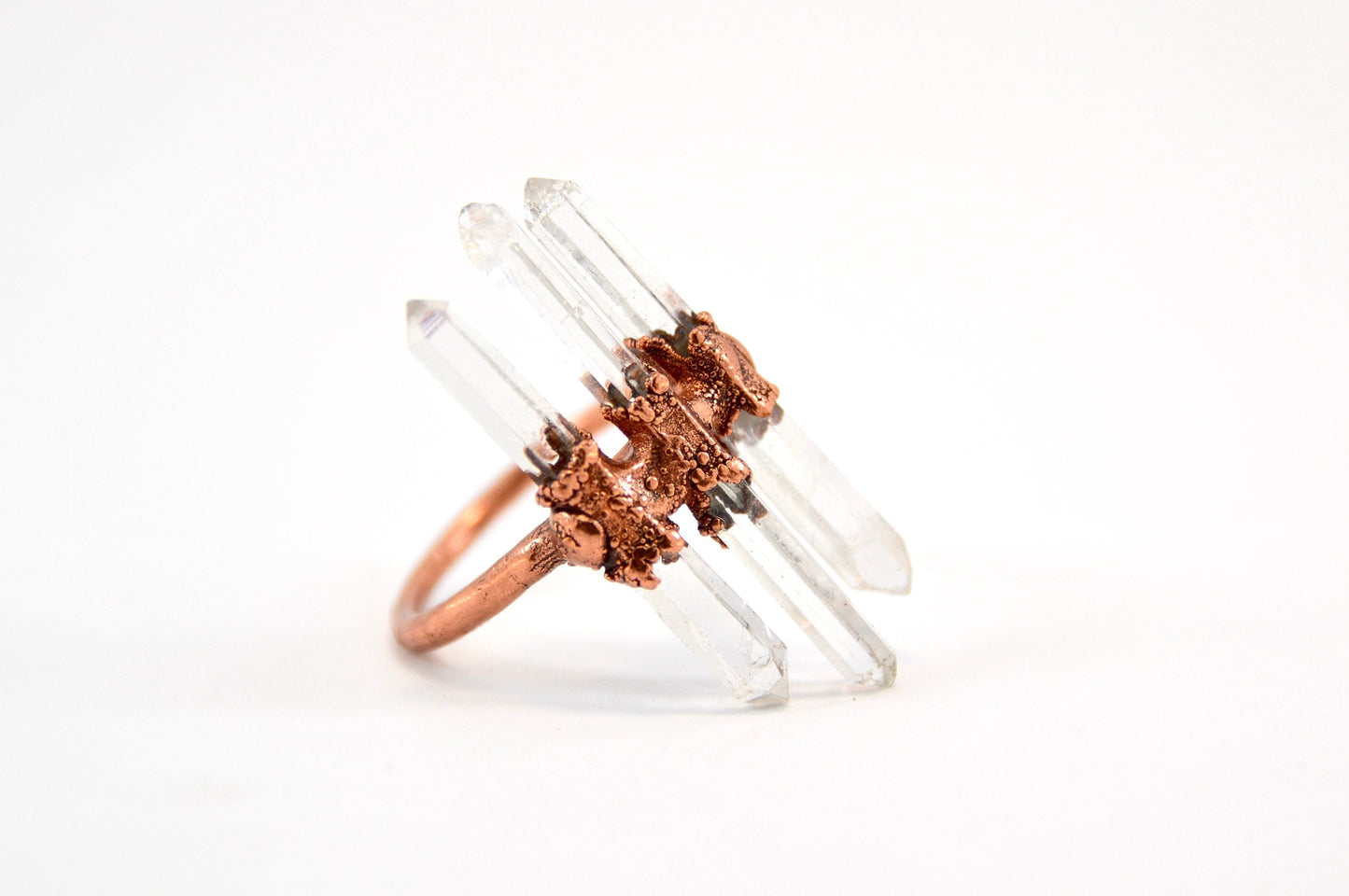 Three Stone Raw Quartz Ring | Goddess Quartz Ring |