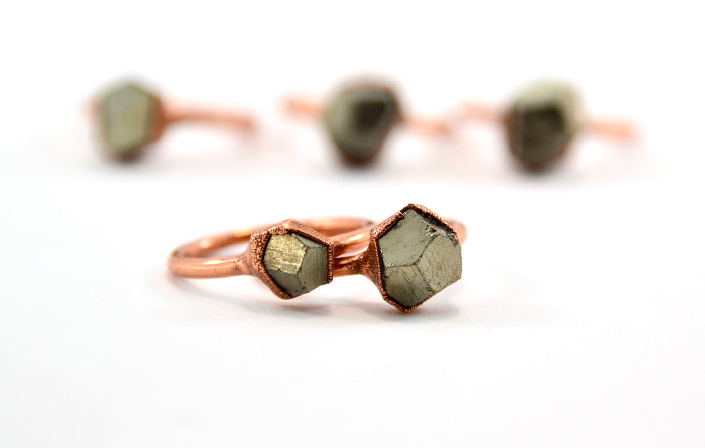 Raw Pyrite Copper Ring | Copper Pyrite Ring | Fools Gold Ring