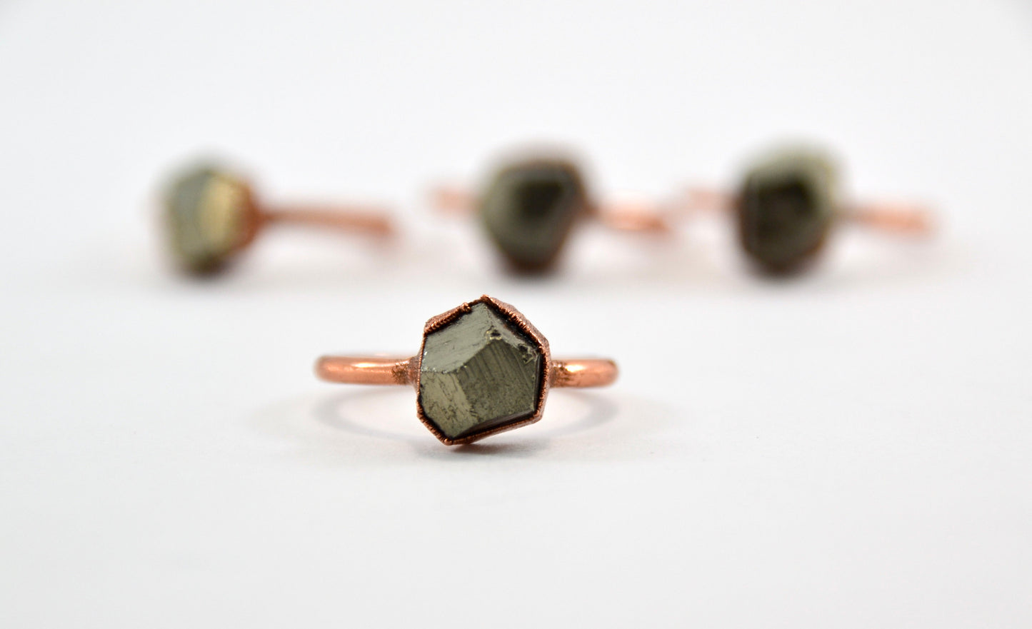 Raw Pyrite Copper Ring | Copper Pyrite Ring | Fools Gold Ring