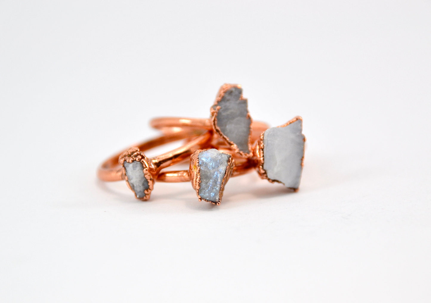 Raw Rainbow Moonstone Copper Ring | June Birthstone