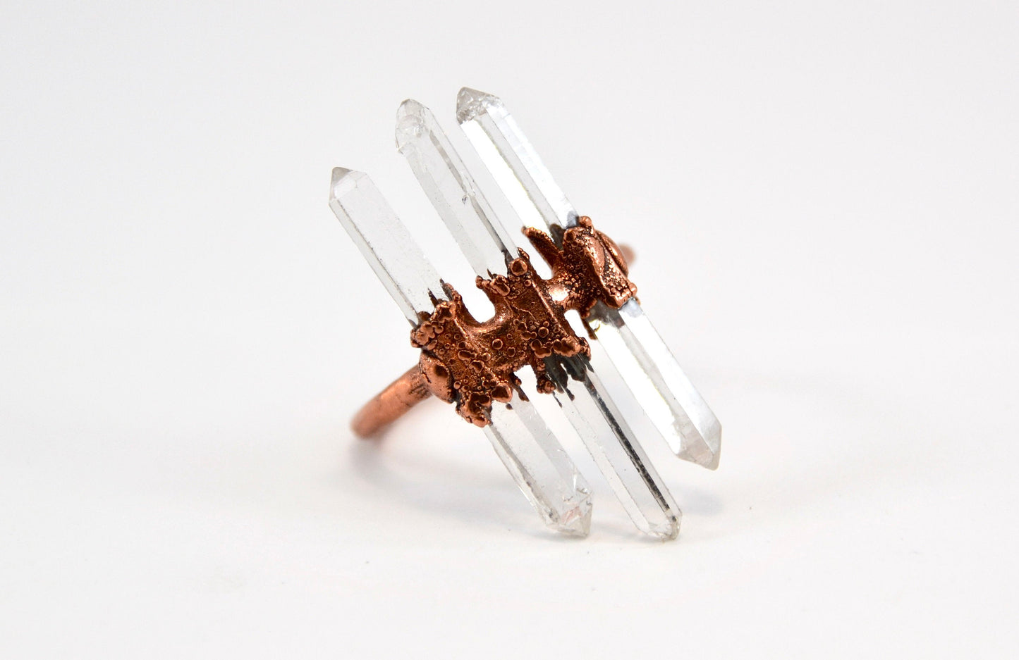 Three Stone Raw Quartz Ring | Goddess Quartz Ring |