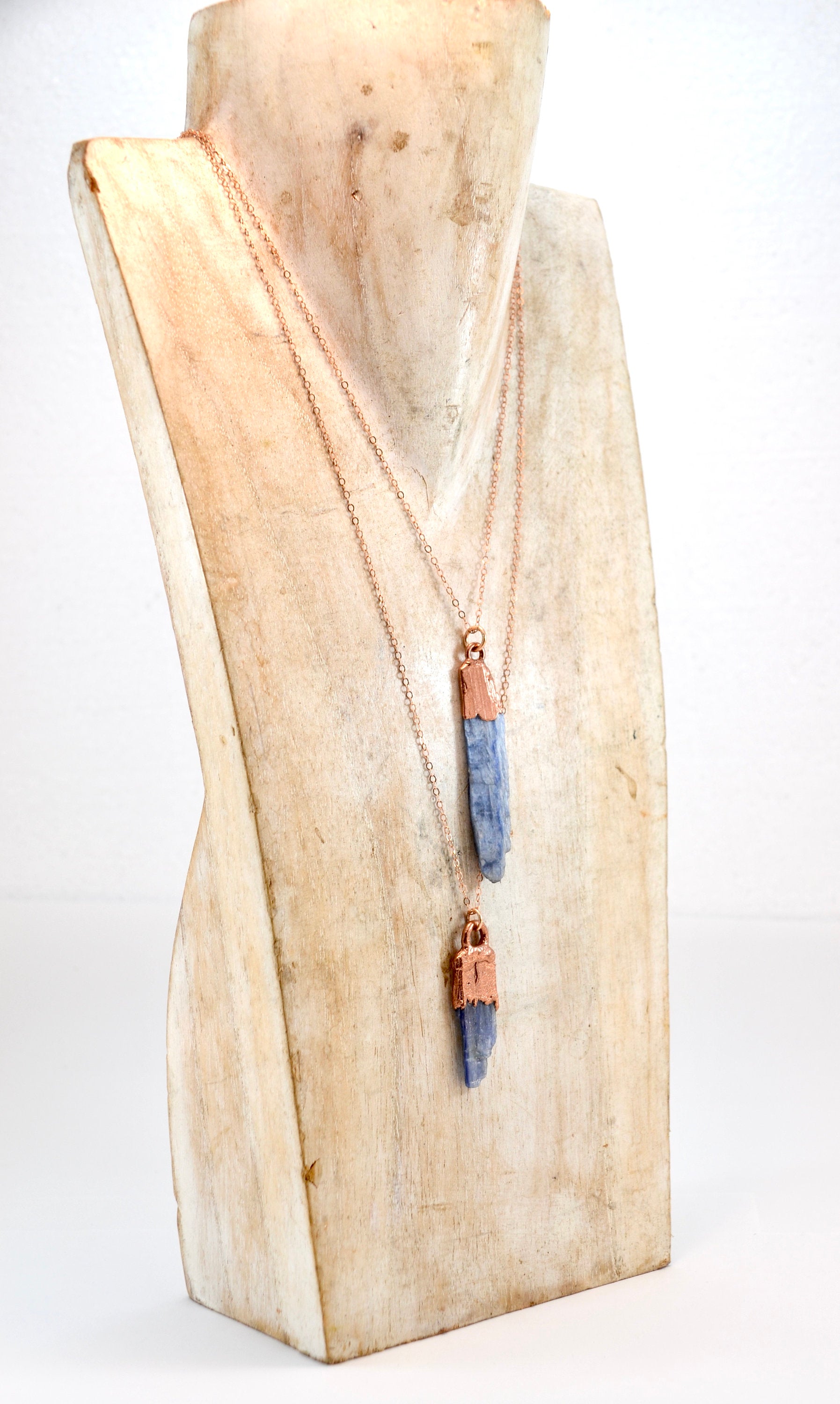 Quartz Crystal and Kyanite Copper Amulet top Necklace