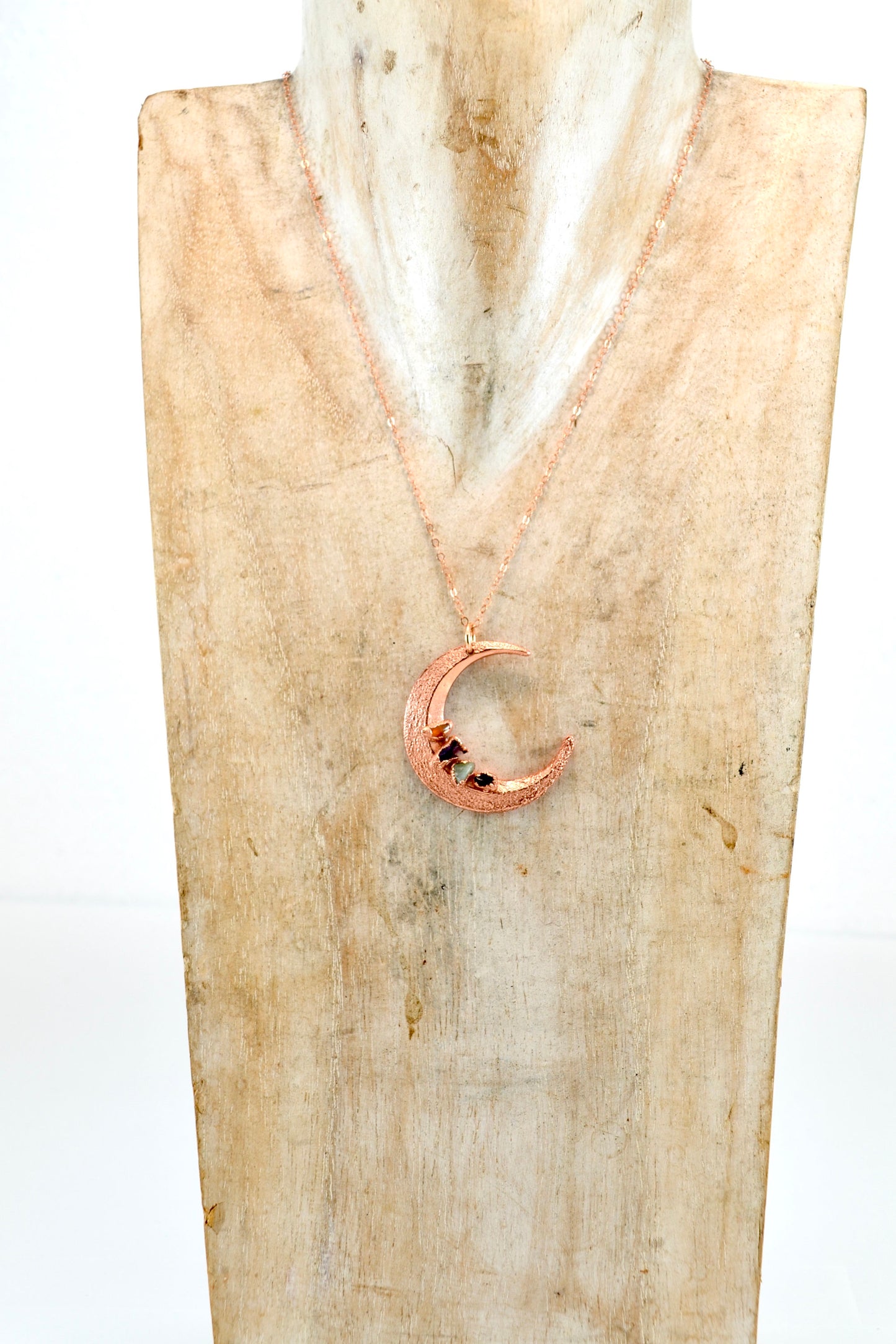 Copper Crystal Chakra Moon Necklace