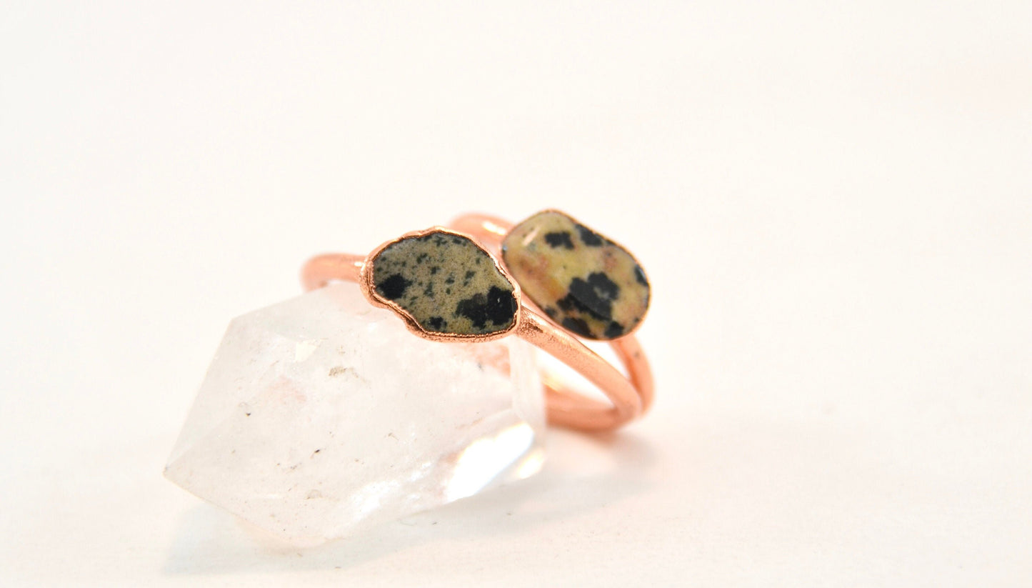 Dalmatian Jasper Stone Ring || Raw Stone Ring ||