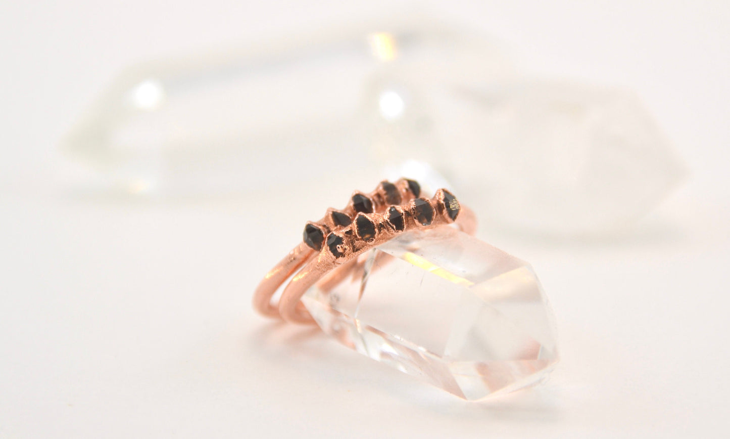 Raw Diamond Multi Stone Ring Band | Herkimer Diamond Ring |