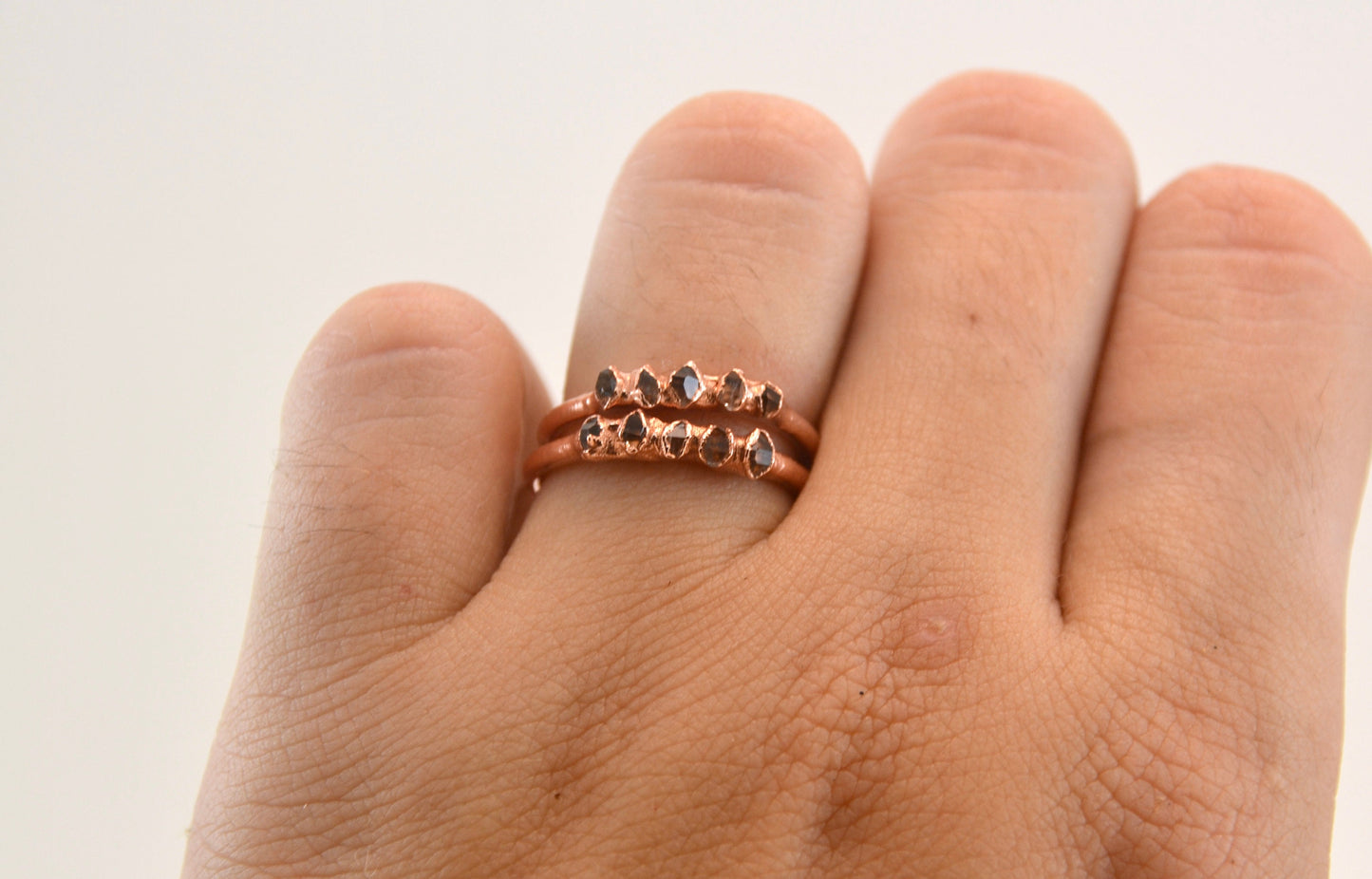 Raw Diamond Multi Stone Ring Band | Herkimer Diamond Ring |