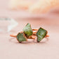 Raw Chunky Peridot Copper Stone Ring || Raw Peridot Ring ||