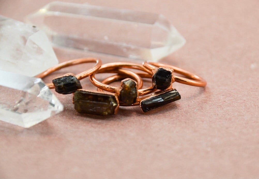 Raw Brown Tourmlaine Copper Stone Ring || Tourmaline Ring || Dravite Ring