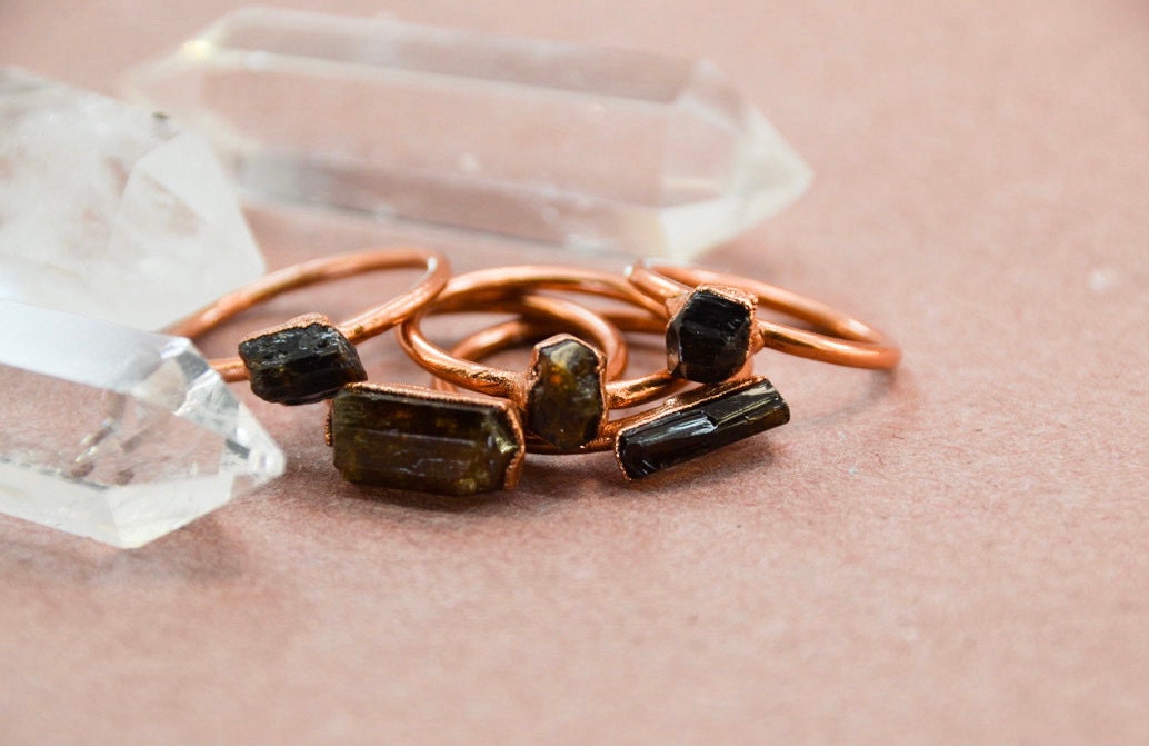 Raw Brown Tourmlaine Copper Stone Ring || Tourmaline Ring || Dravite Ring