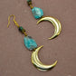 Dangling Crescent Moon Earrings || Turquoise Moon Earrings || Amazonite Earrings