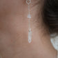 Long Silver Wanderlust Crystal Huggers | 925 Sterling Clear Quartz & Herkimer Diamond | Bridal Earrings | Bridal Jewelry | Silver Hoops