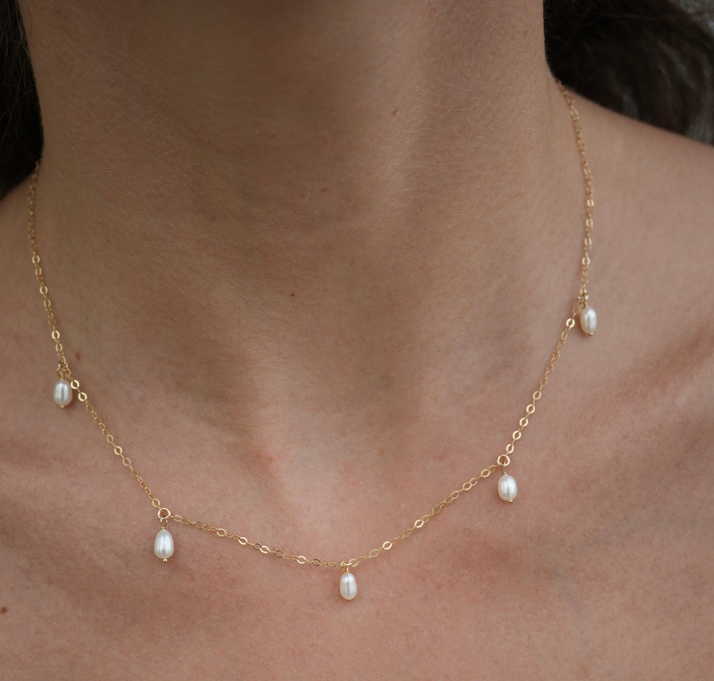 Dainty Pearl Necklace | 14K Gold Filled Pearl Choker Necklace | Bridesmaid | Wedding Jewelry