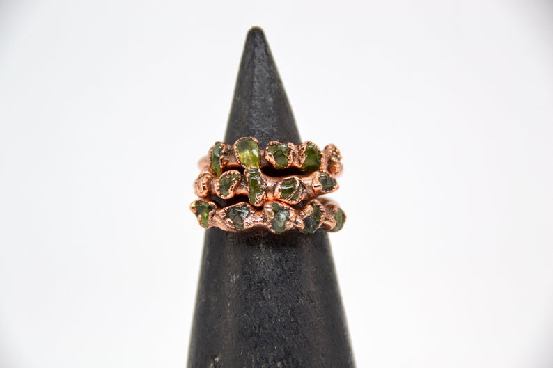 Muli-Stone Raw Peridot Ring || August Birthstone