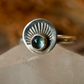 Blue Topaz Sunburst Silver Ring