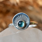 Blue Topaz Sunburst Silver Ring