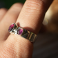 Watermelon Tourmaline two stone Ring || Statement Ring || Pink Tourmaline Ring || Green Tourmaline Rose Cut